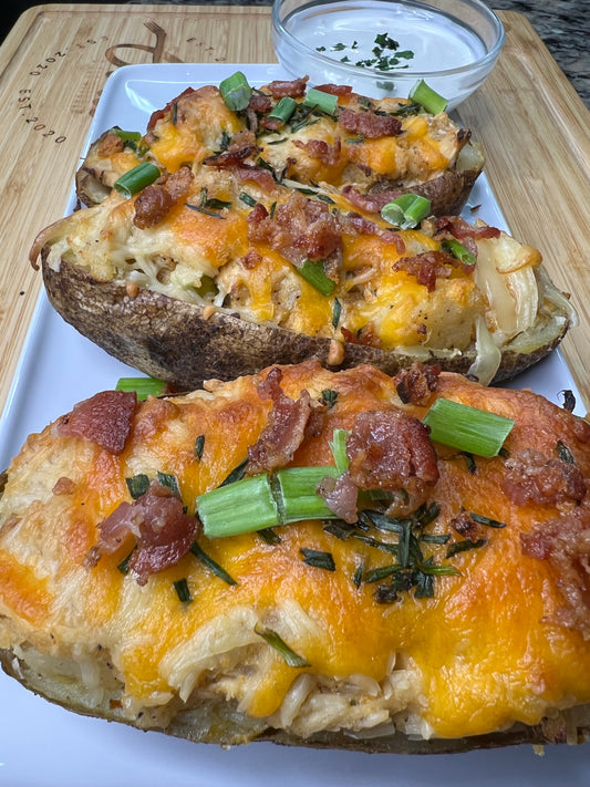 Twice Baked Chicken Bacon Ranch Potatoes